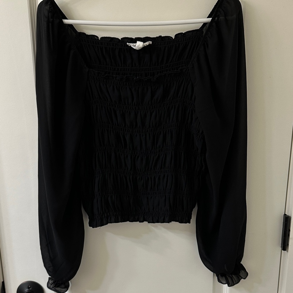 Hippie Rose Black Smocked Blouse